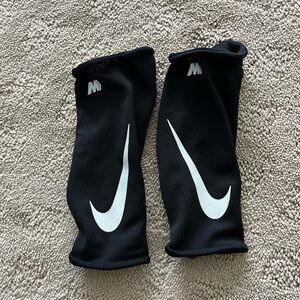 Nike - Boys Black Shin guard Sleeve Pair with White Swoosh